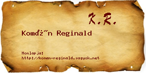 Komán Reginald névjegykártya